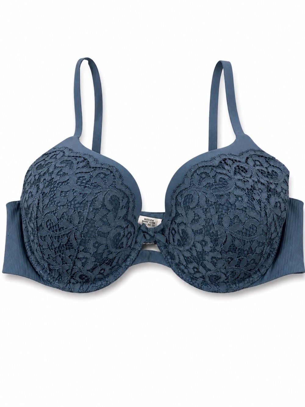 Victoria's Secret Lace T-Shirt Bra - Slate Blue SZ 36C underwire lined